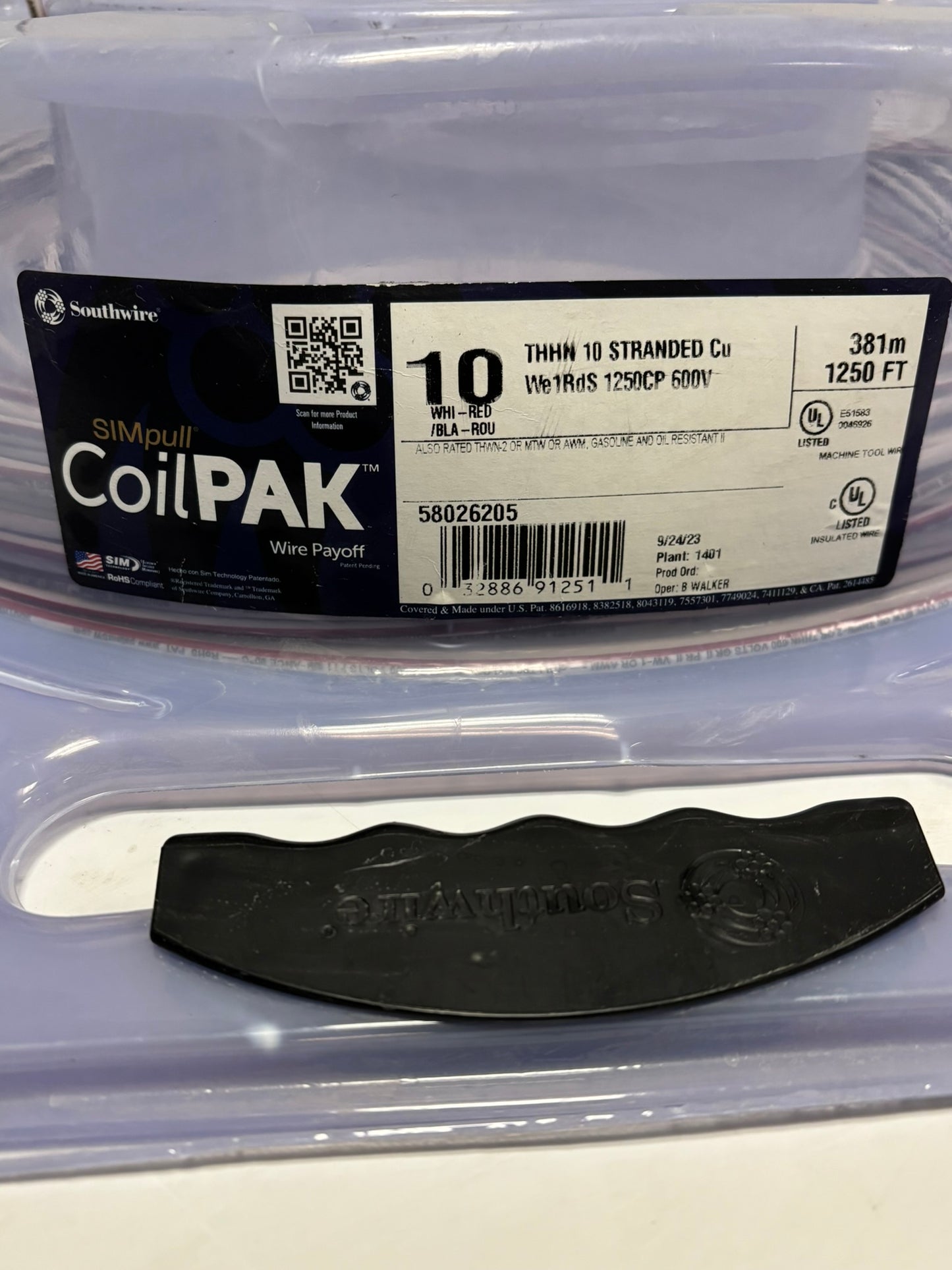 58026205 SouthWire CoilPAK 351Ft 107m Stranded 10 White Red THHN 600V Same Day Shipping