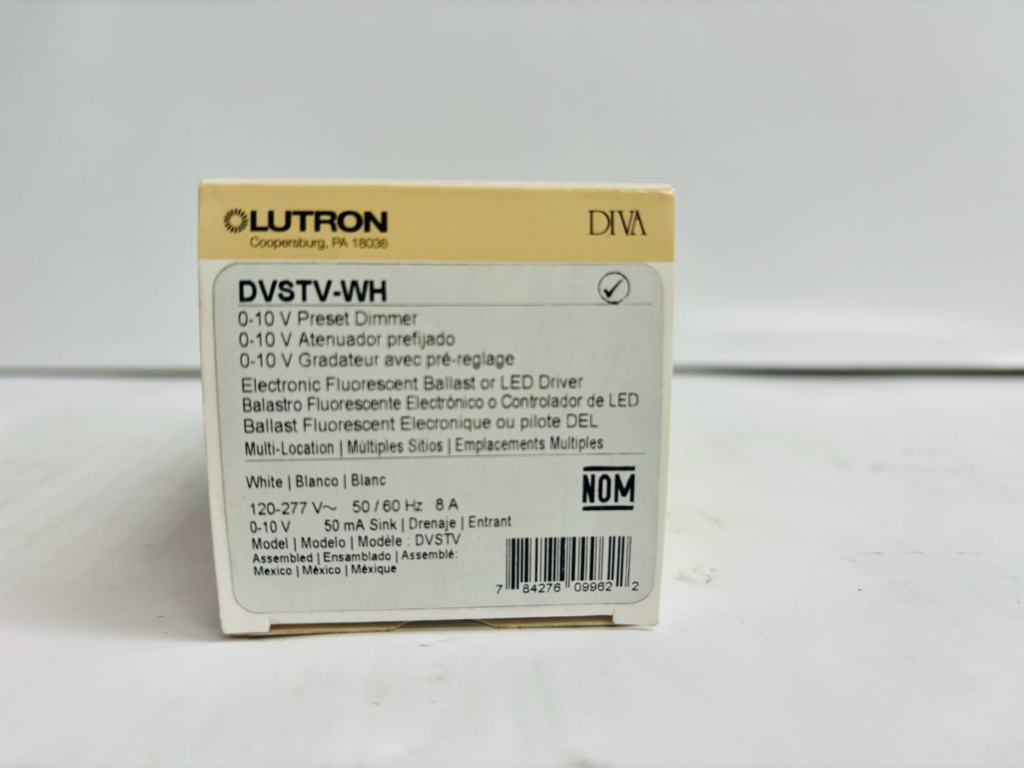 Lutron DVSTV‑WH 0‑10 V Diva Preset Dimmer 8 A 120‑277 V White