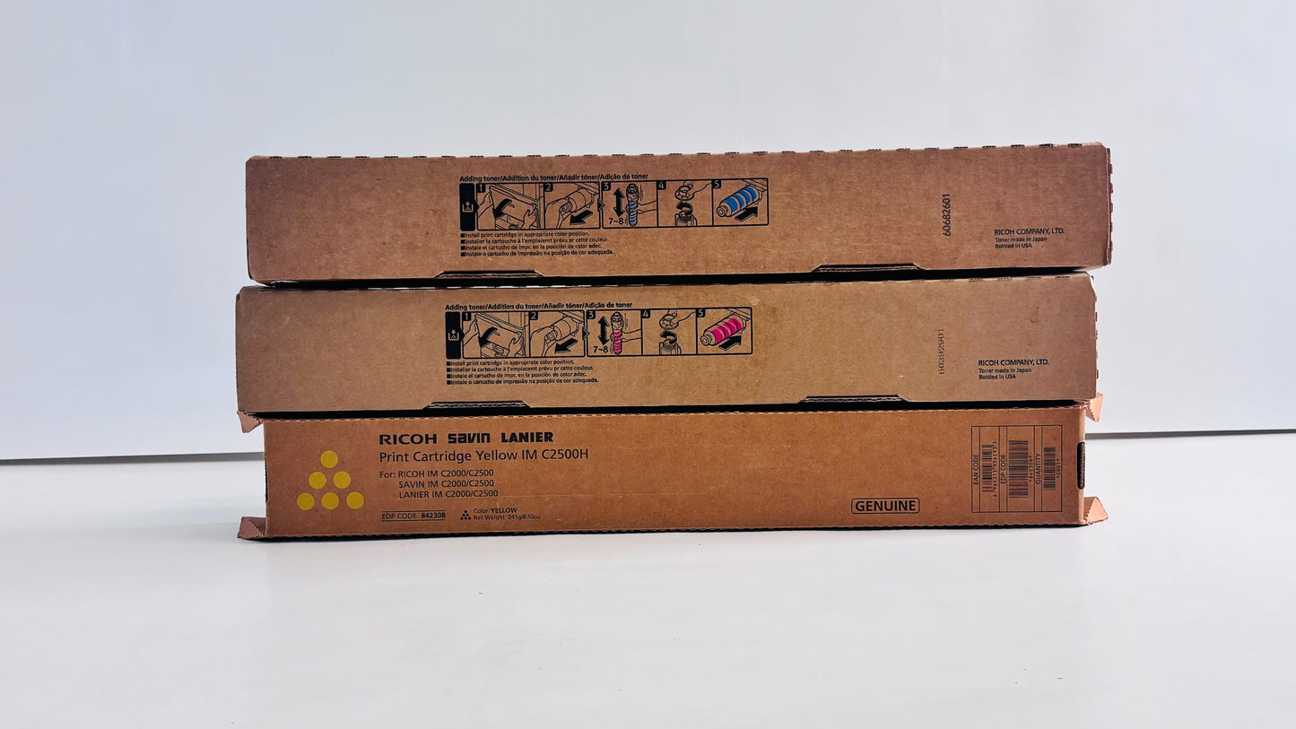 Genuine Ricoh IM C2500,C2000 Cyan, Magenta,Yellow Toners 842308,842309,842310