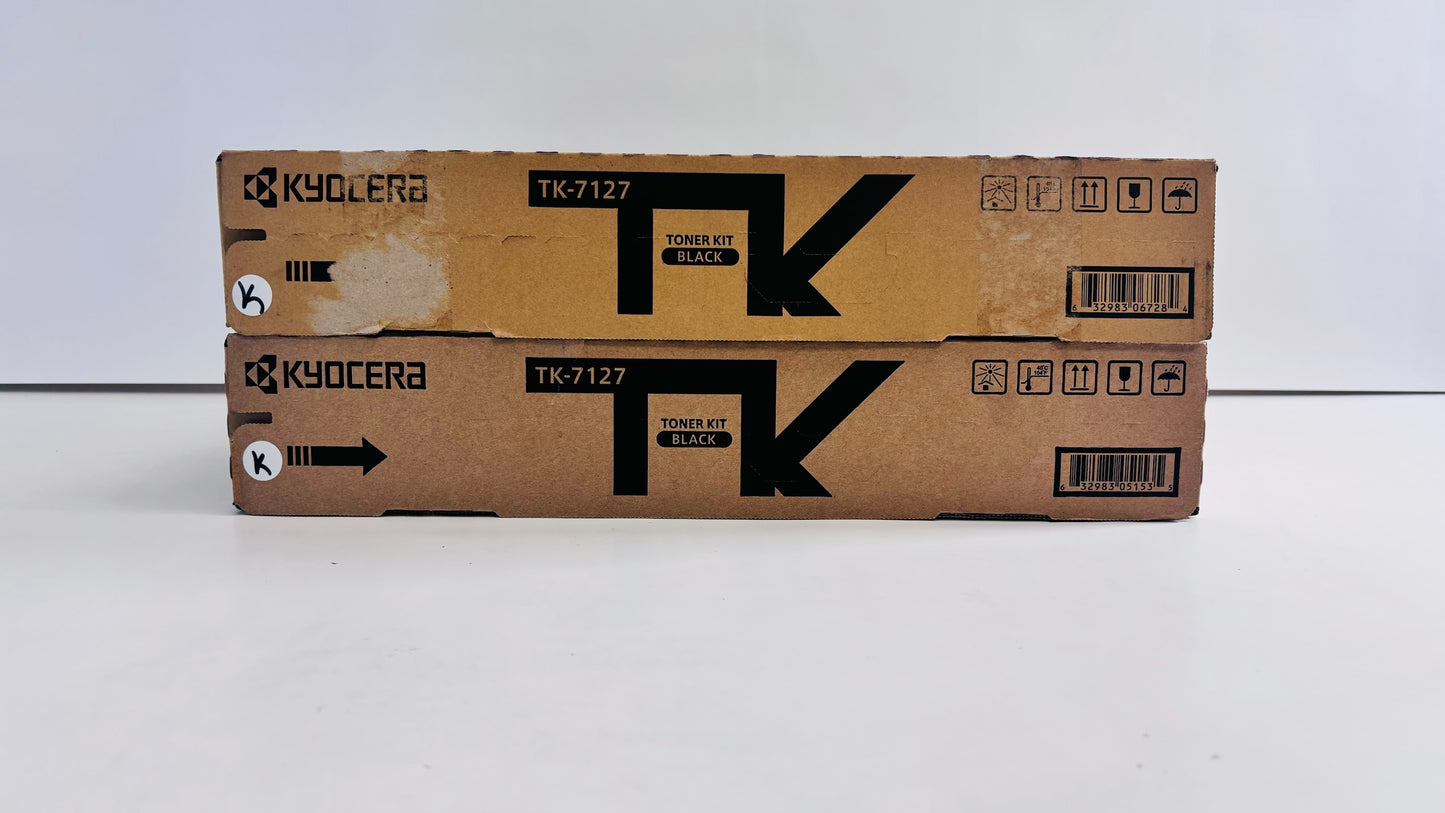2 New/Open Box Genuine Kyocera TASKalfa 3212i Black Toners TK-7127K, TK7127K