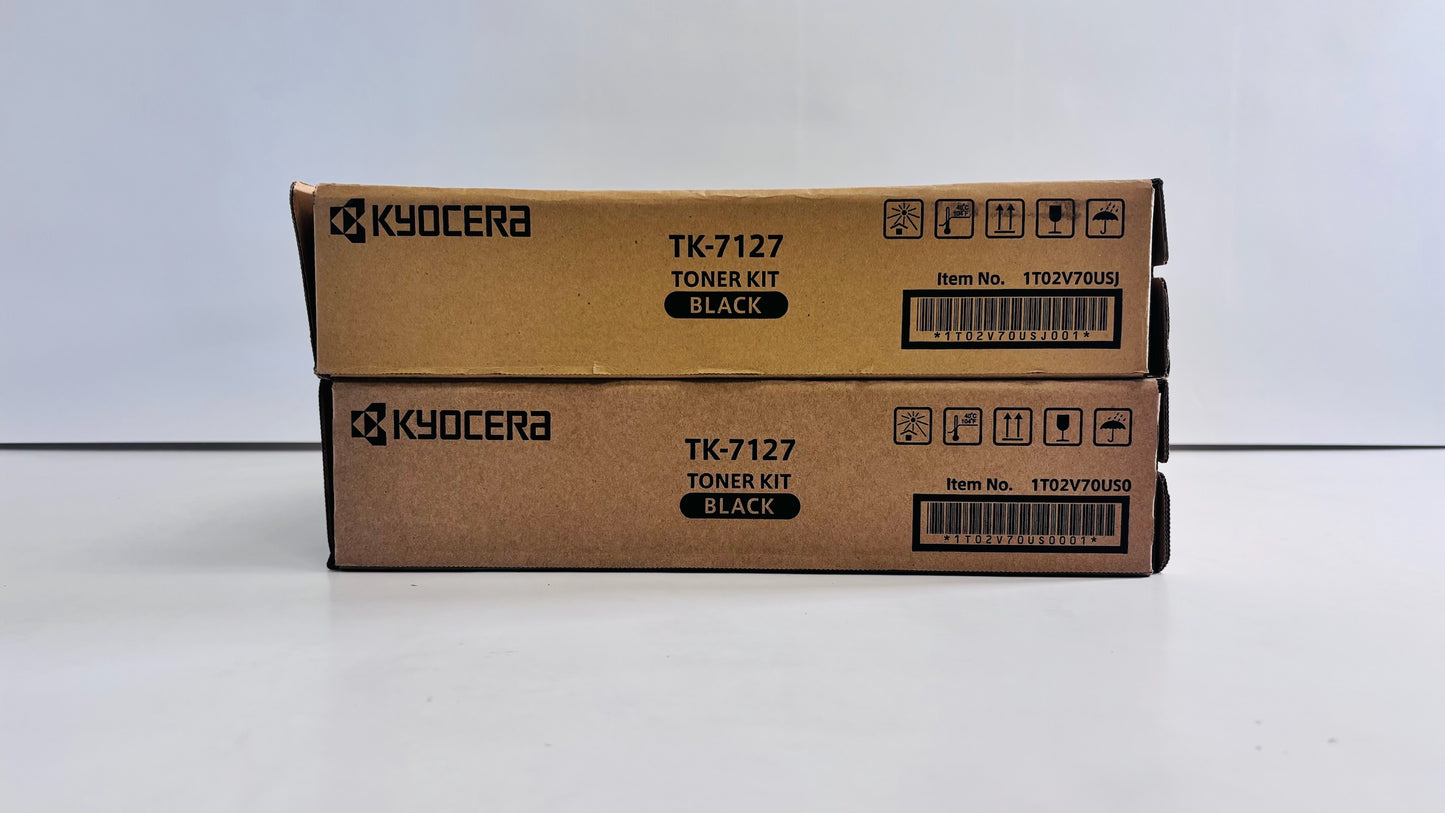 2 New/Open Box Genuine Kyocera TASKalfa 3212i Black Toners TK-7127K, TK7127K
