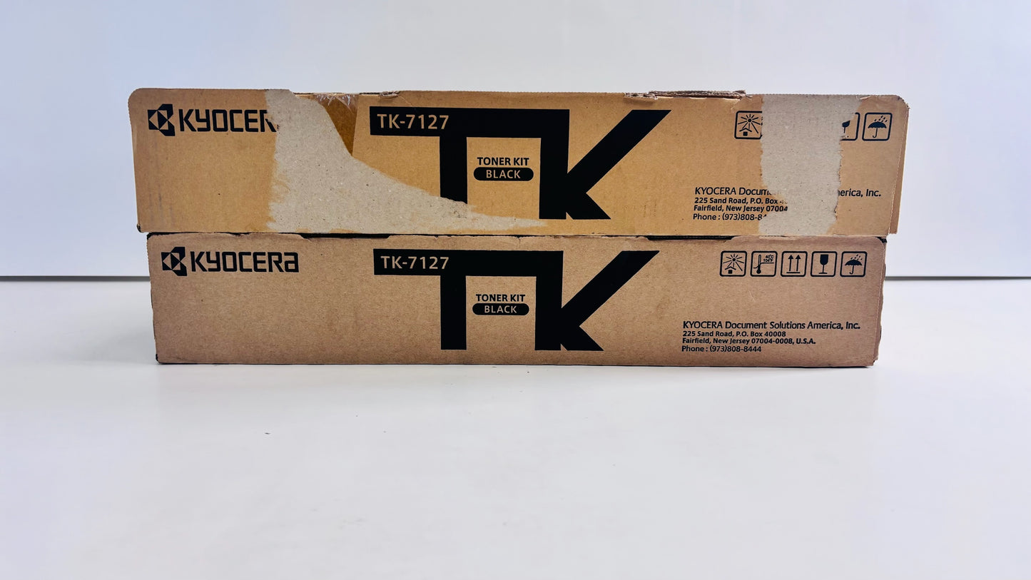 2 New/Open Box Genuine Kyocera TASKalfa 3212i Black Toners TK-7127K, TK7127K