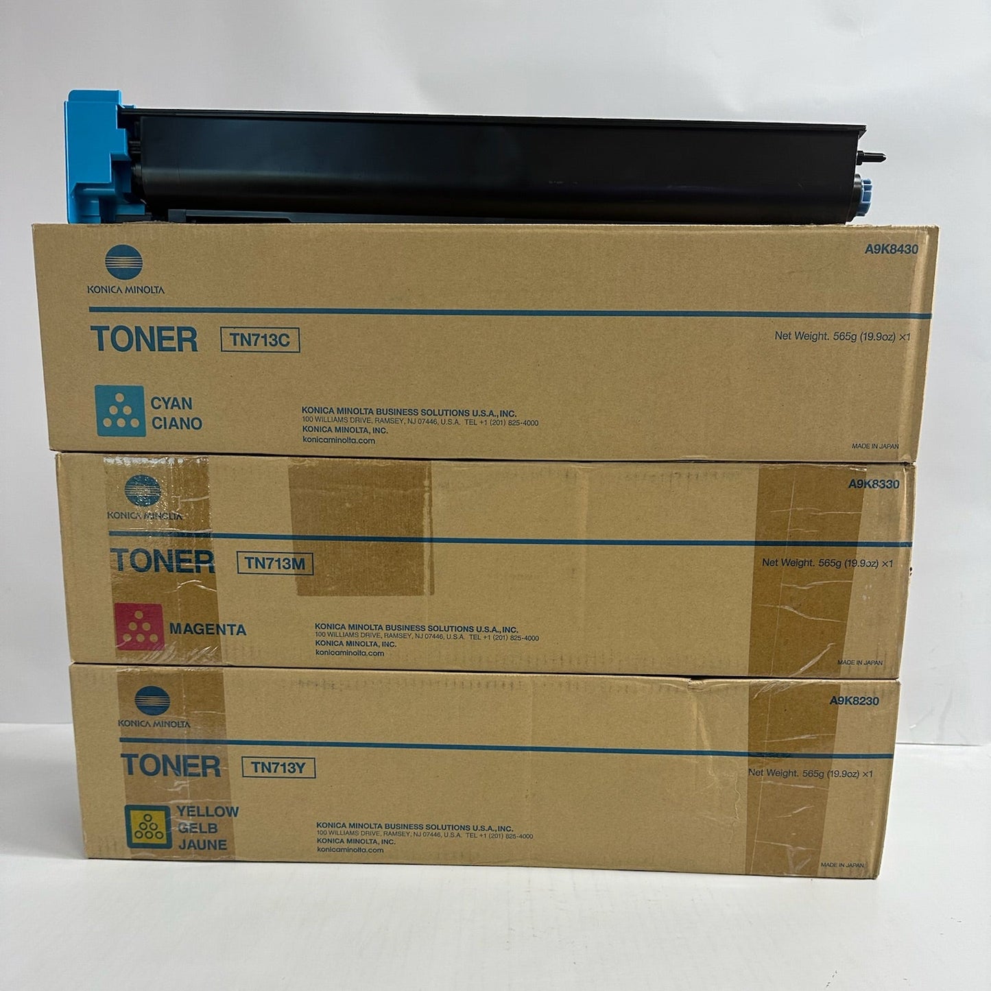 3 Genuine Konica Minolta Bizhub C659,C759 CMY Toners TN713 (Open Cyan, No Black)