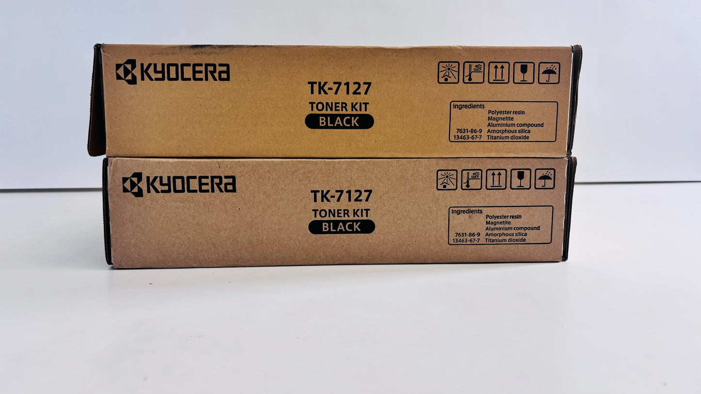 2 New/Open Box Genuine Kyocera TASKalfa 3212i Black Toners TK-7127K, TK7127K