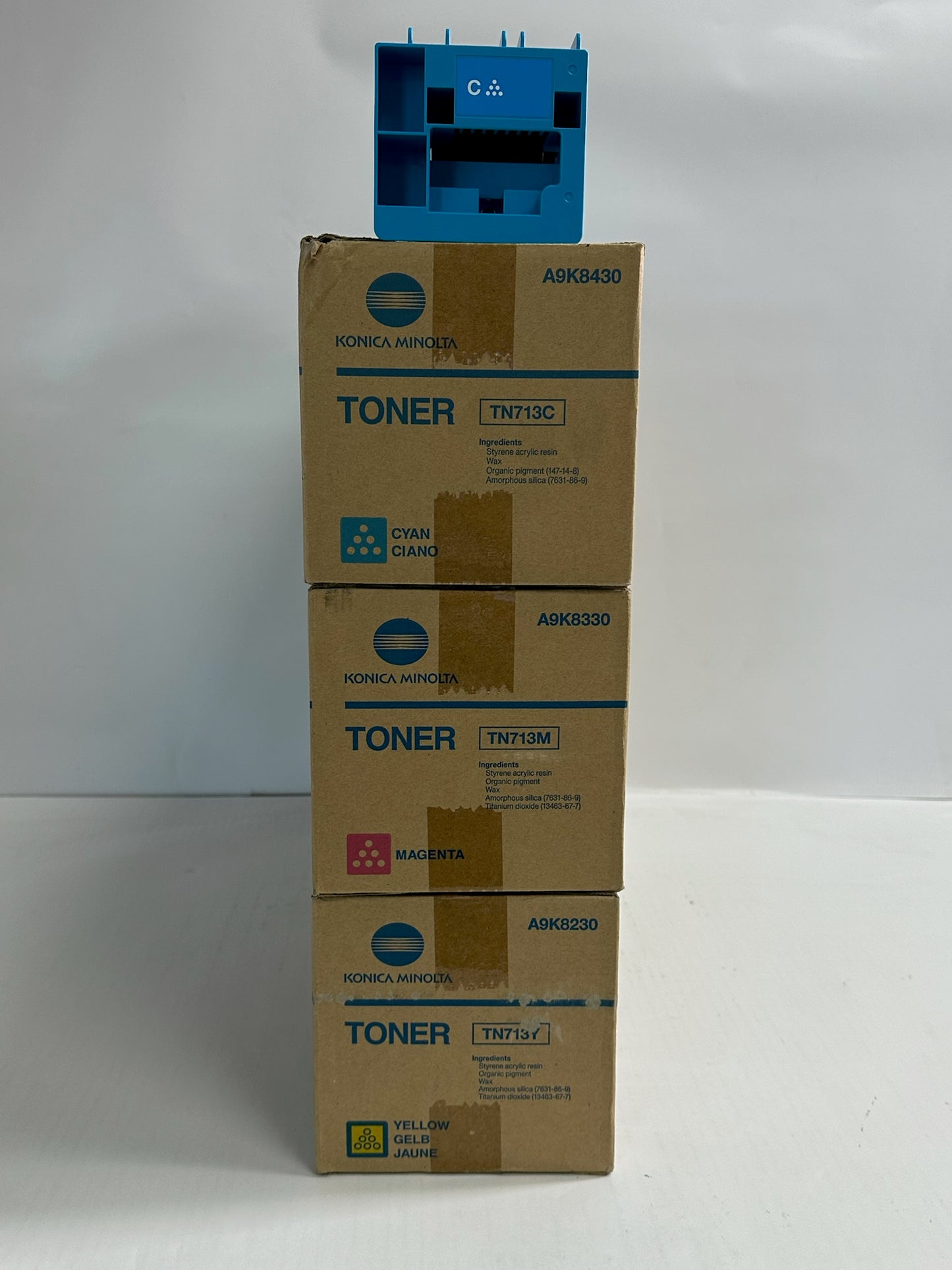 3 Genuine Konica Minolta Bizhub C659,C759 CMY Toners TN713 (Open Cyan, No Black)