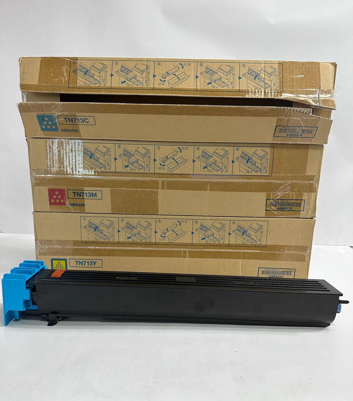 3 Genuine Konica Minolta Bizhub C659,C759 CMY Toners TN713 (Open Cyan, No Black)
