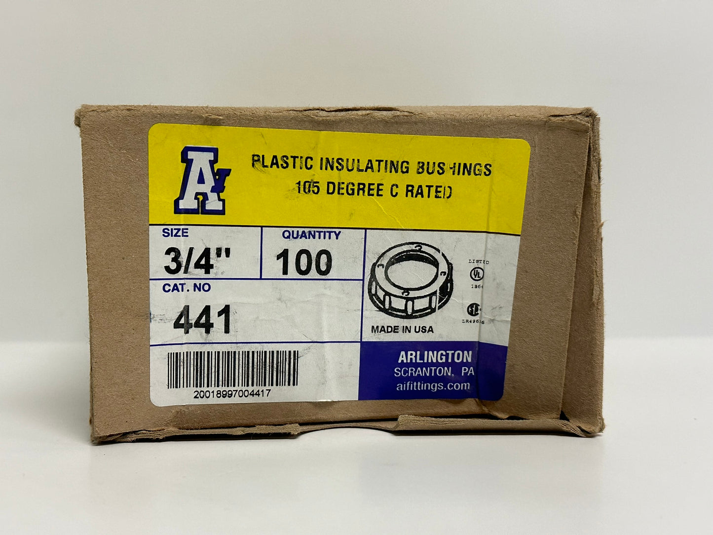 100 PK Arlington (441) 3/4" Plastic Insulating Bushing 105 Degree C Rated