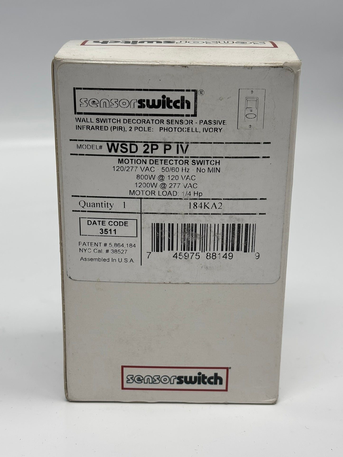 Acuity Controls WSD-2P-P-IV  Sensor Switch Dual Relay Wall Switch Occupancy Sensor