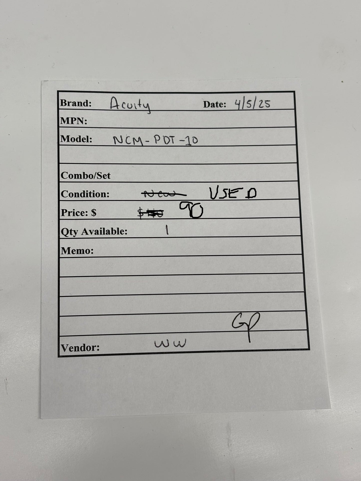 Acuity Controls NCM-PDT-10 Sensor Switch Ceiling Mount Occupancy Sensor