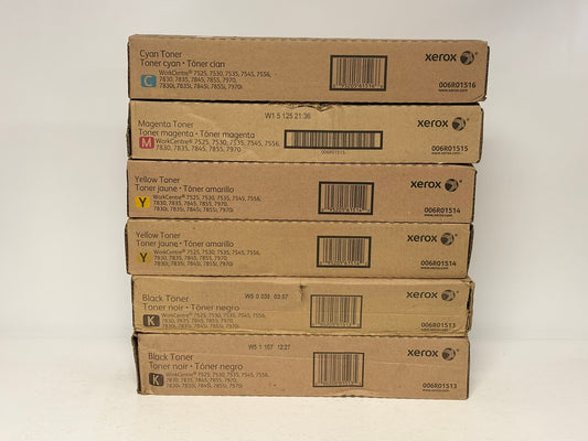 6 OEM Xerox WC7545,7830,7855i,7970 CMYYKK Toners 006R01513,1514,1515,1516