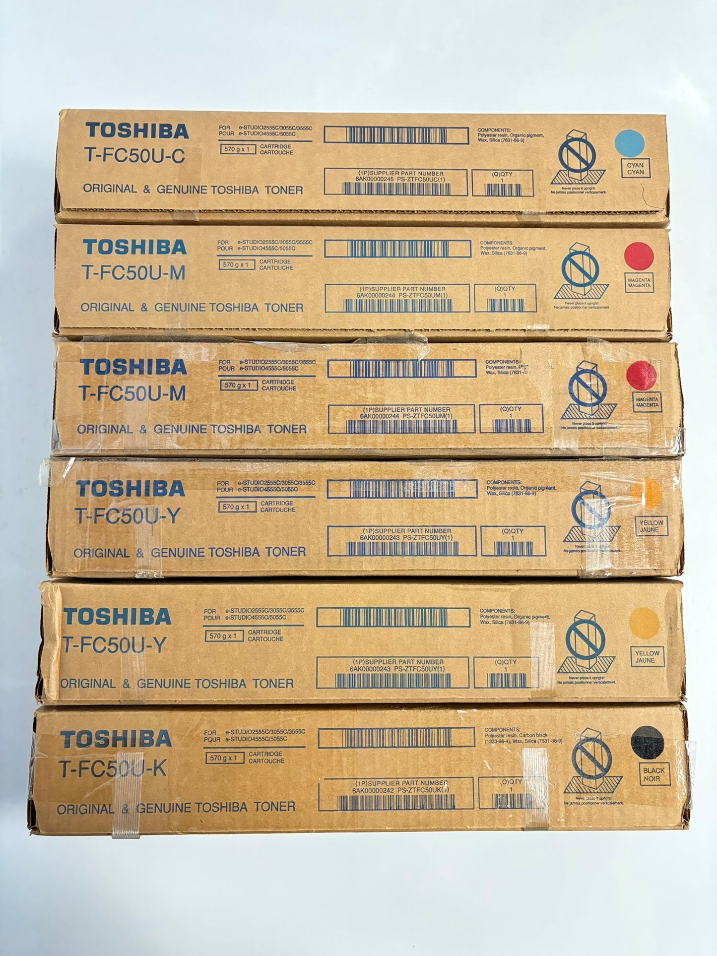 6 Toshiba eSTUDIO 2555C,3055C,C4555C,5055C T-FC50U CMMYYK Toners