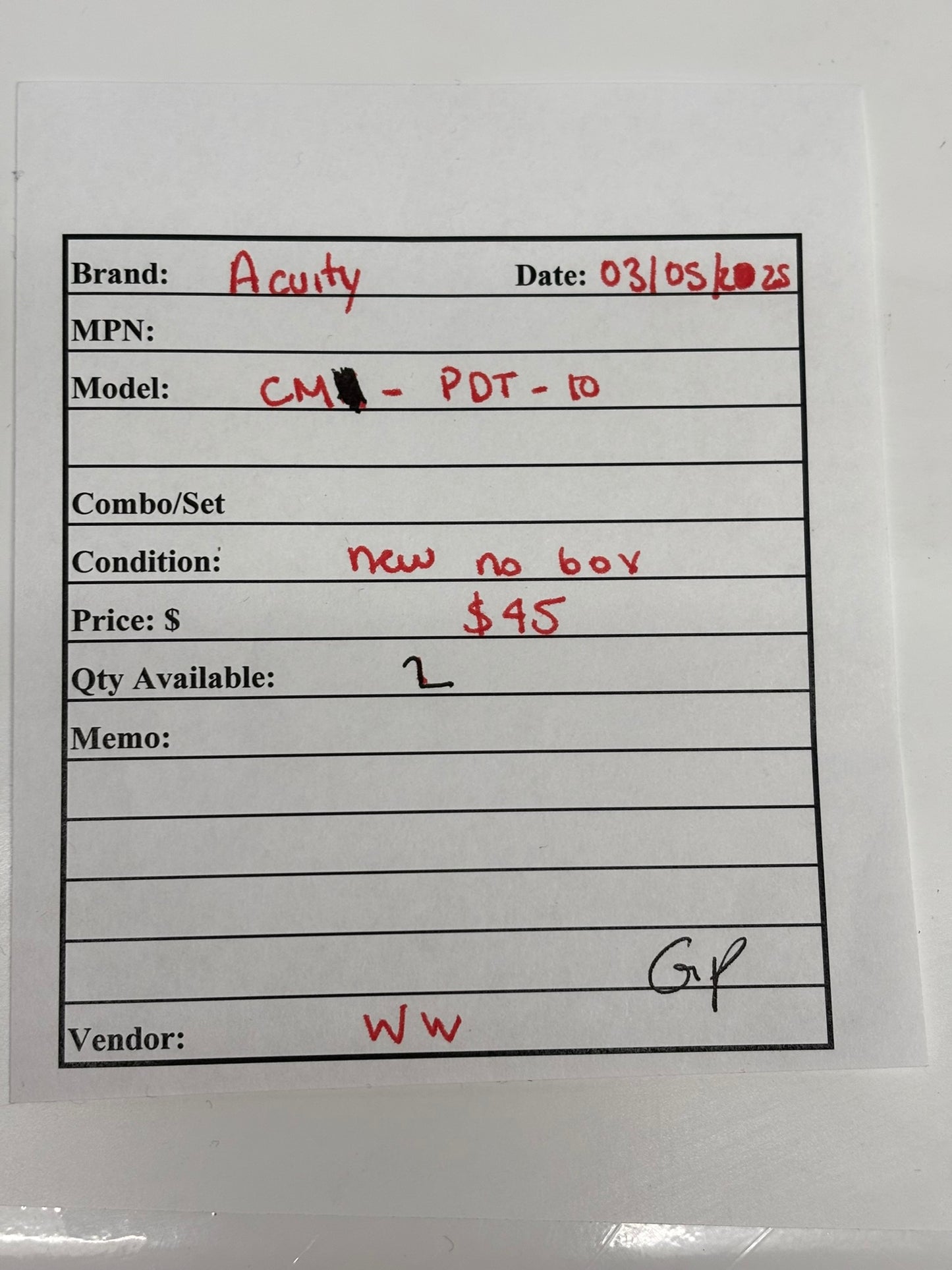 Acuity CM-PDT-10 Sensor Switch Standard Range 360˚ Motion Sensor, No Box