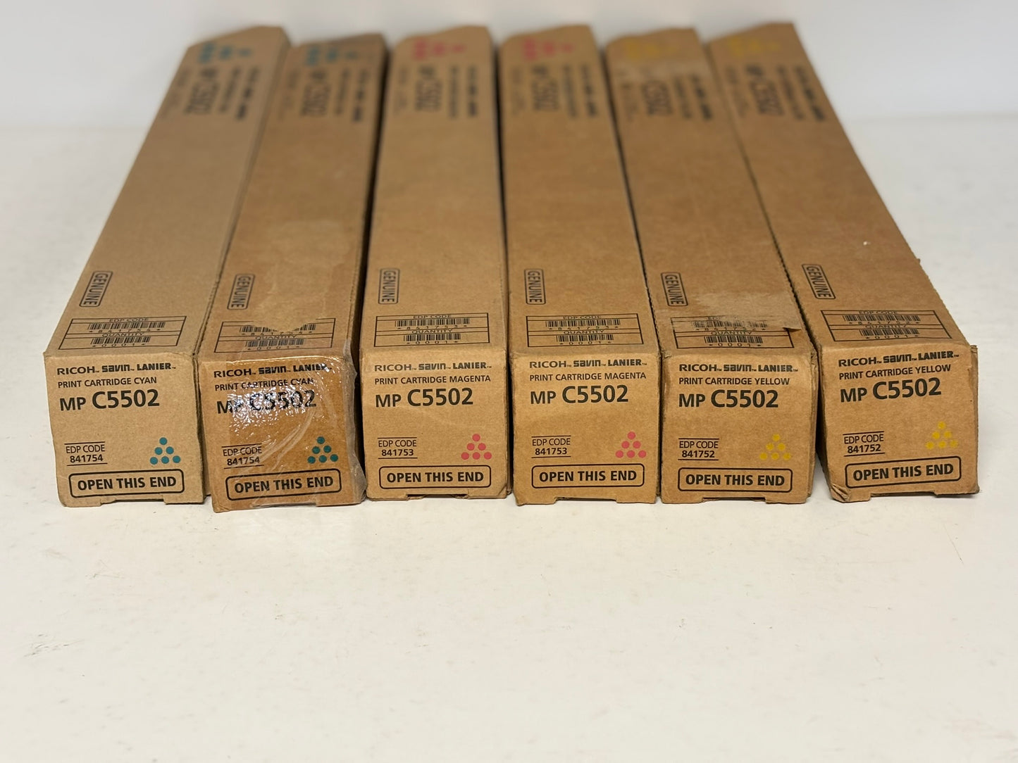 6 OEM Ricoh MPC5502,C5502A,C4502,4502A CCMMYY Toners 841752,841753,841754