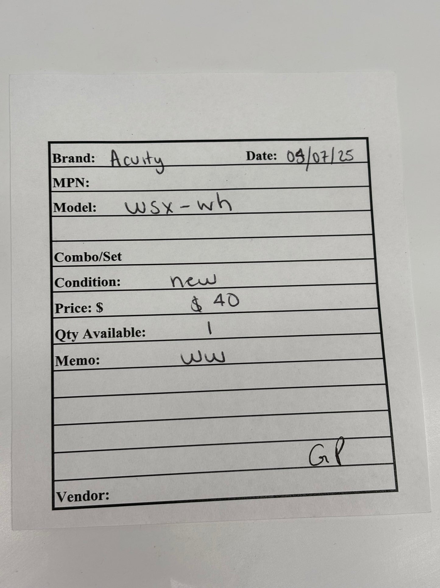 Acuity WSX-WH Sensor Switch Occupancy Sensor, PIR, 2000 sq ft