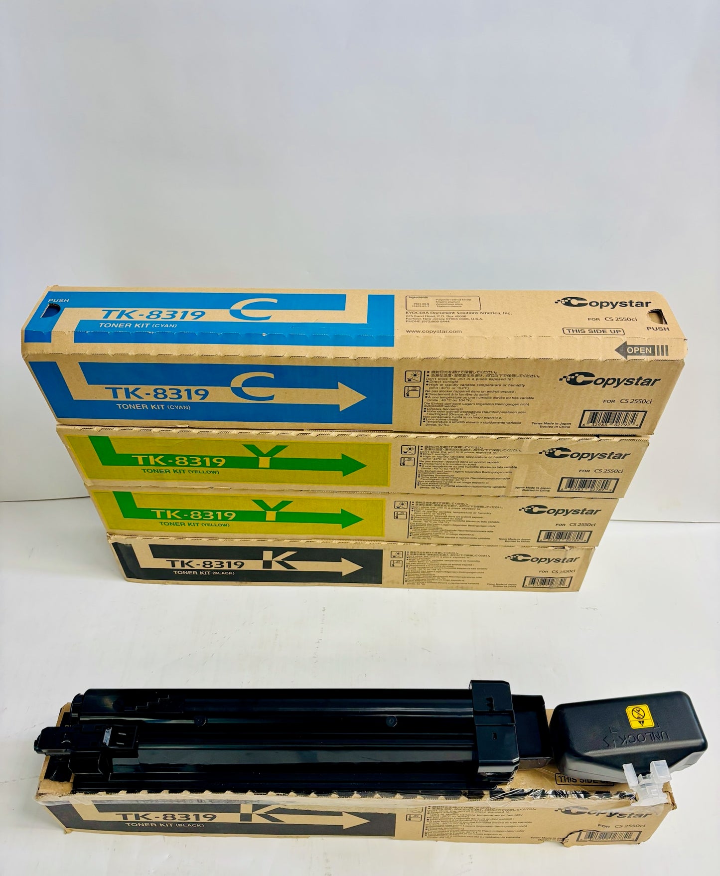 5 Genuine Copystar CS2550ci CYYKK Toners TK-8319, TK8319 (No Mag, 1 Open Black)