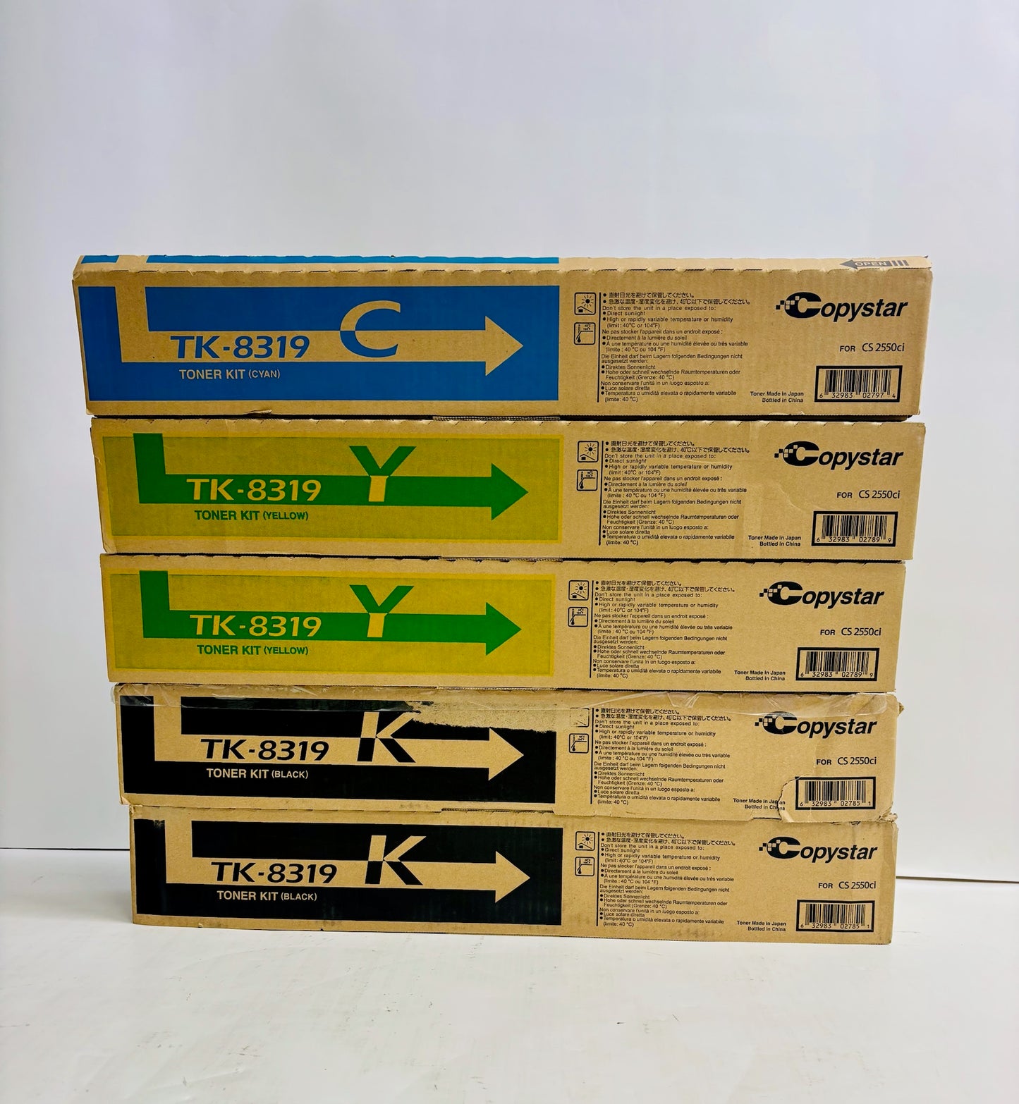 5 Genuine Copystar CS2550ci CYYKK Toners TK-8319, TK8319 (No Mag, 1 Open Black)