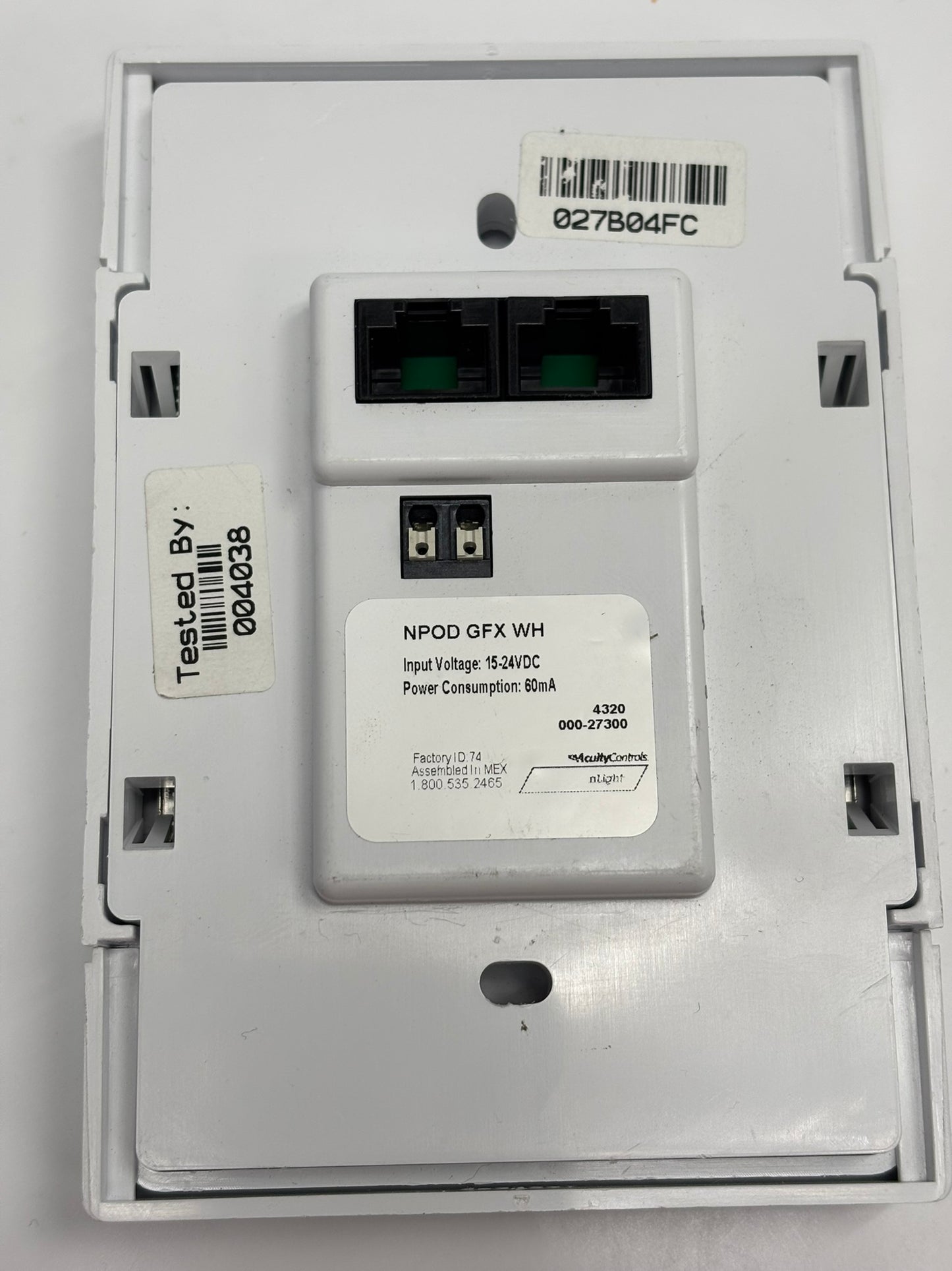 Acuity NPOD GFX WH + PS-150 Wall-Mount Touchscreen Control Panel, No Box