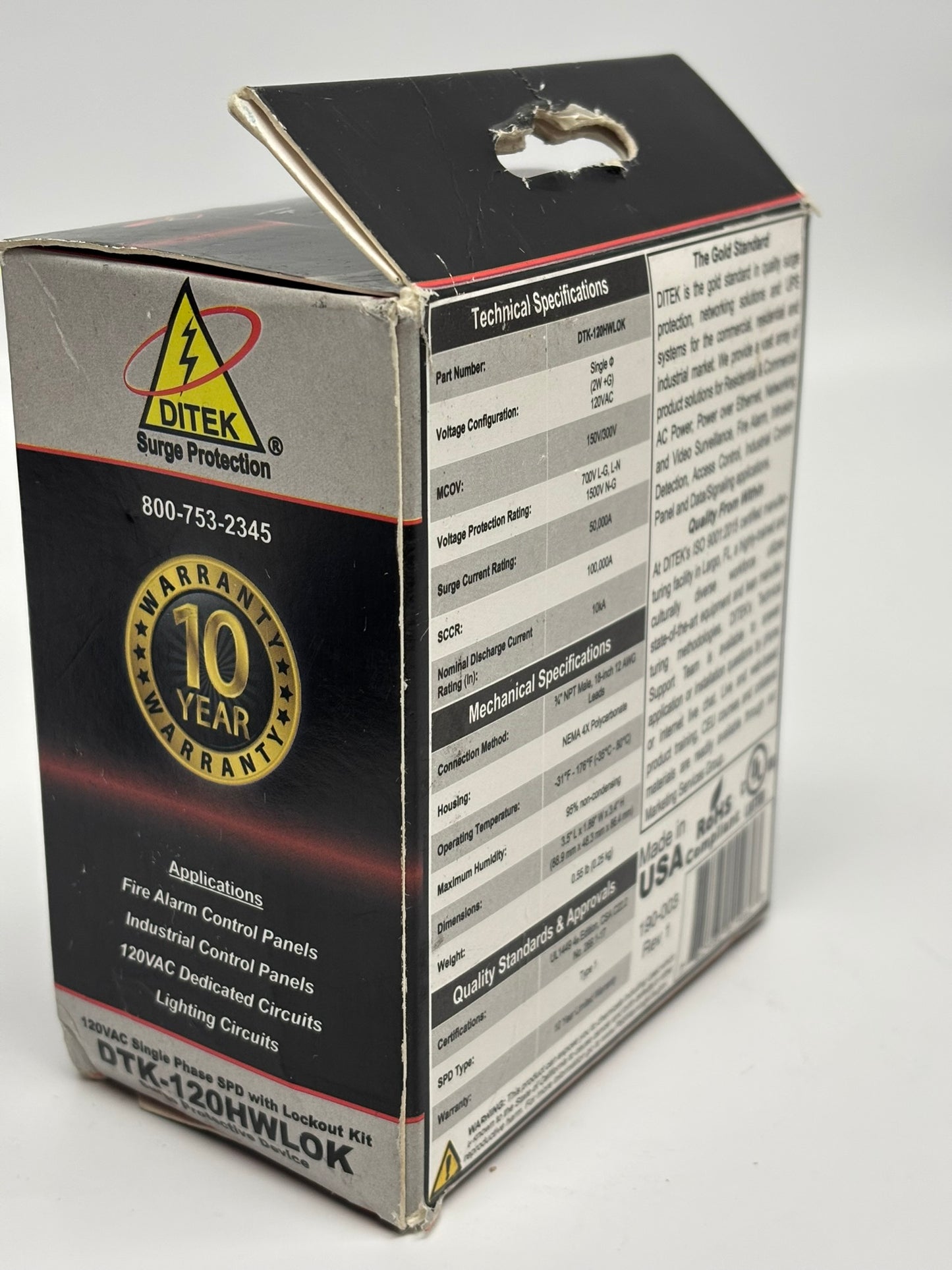 Ditek DTK-120HWLOK 120VAC Surge Protective Device with Lockout Kit