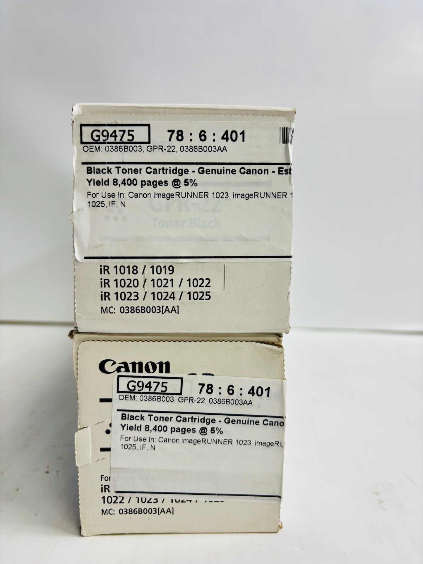 2 New Genuine Canon iR 1023, 1023iF,1023N, 1025 Black Toner GPR-22