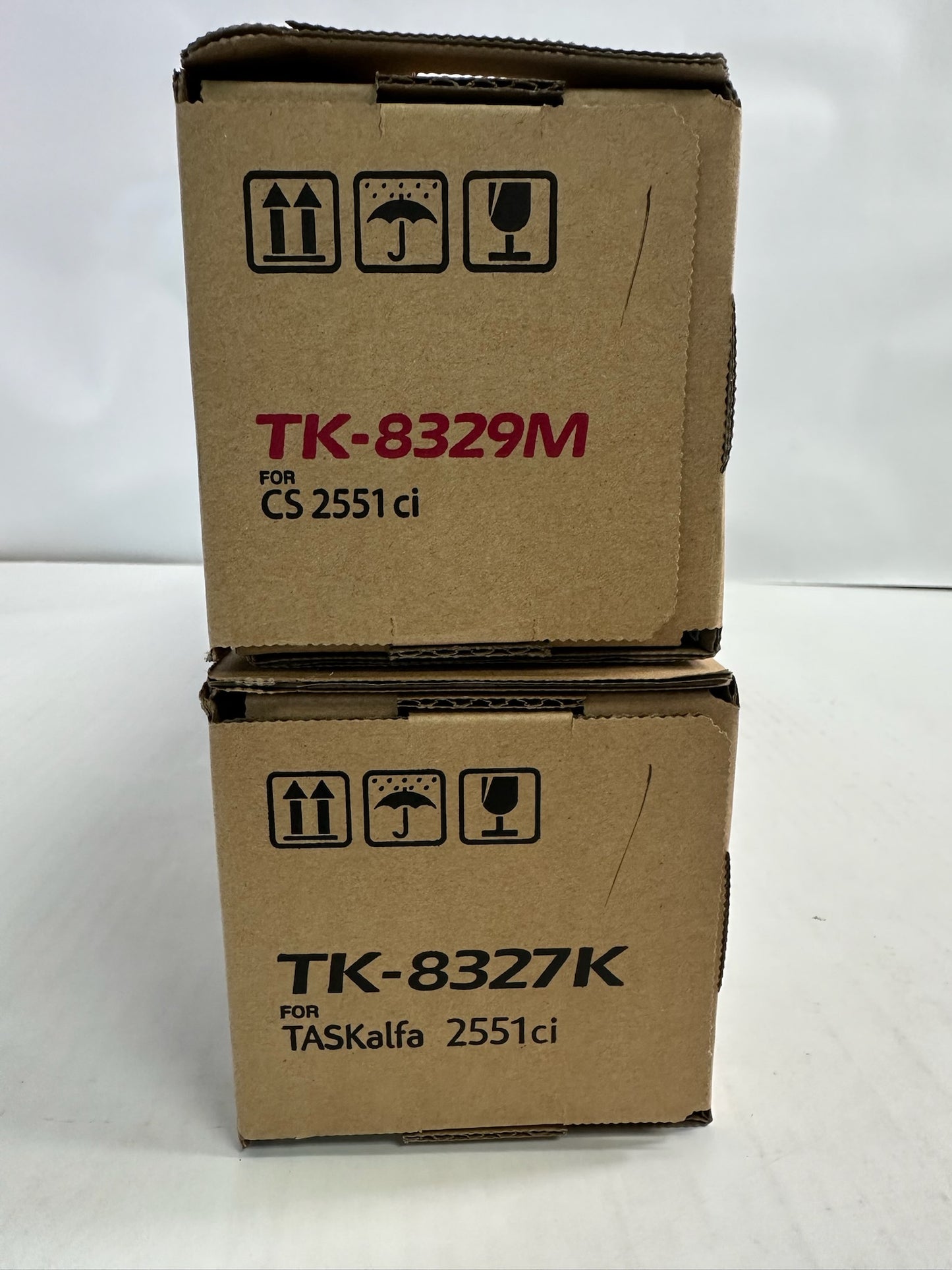 2 Genuine Kyocera TASKalfa CS2551ci Magenta and Black Toners TK-8329M,TK-8327K