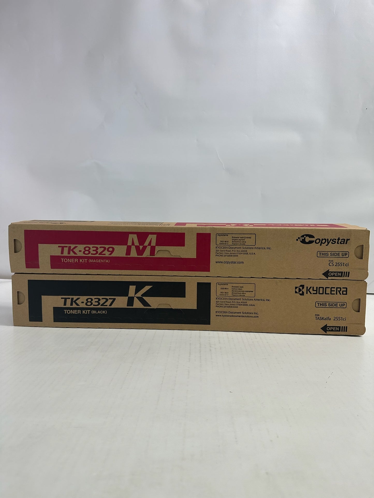 2 Genuine Kyocera TASKalfa CS2551ci Magenta and Black Toners TK-8329M,TK-8327K