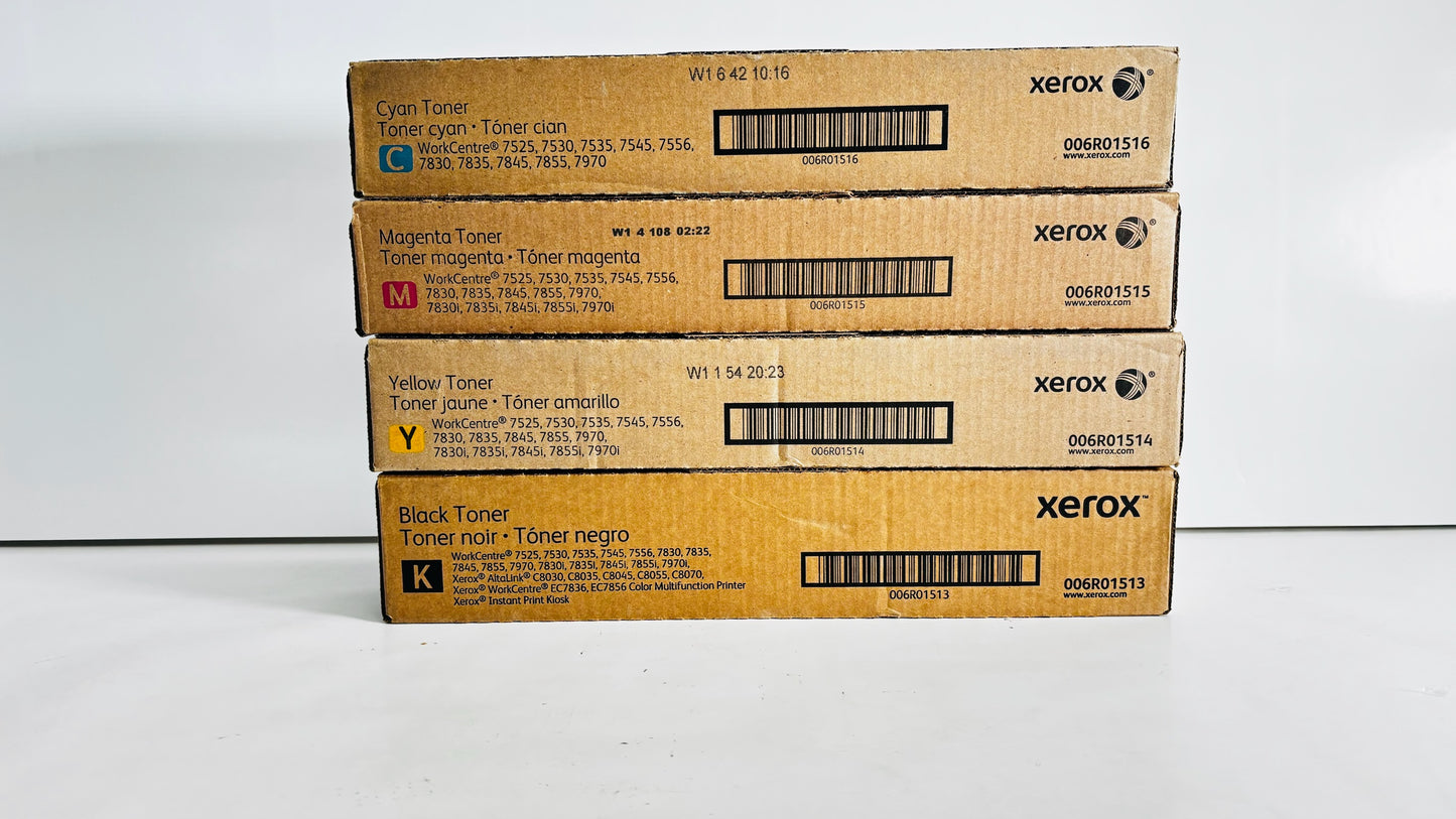 4 Genuine Xerox 7525, EC7856 High-Yield Laser CMYK Toners 006R01513, 14, 15, 16