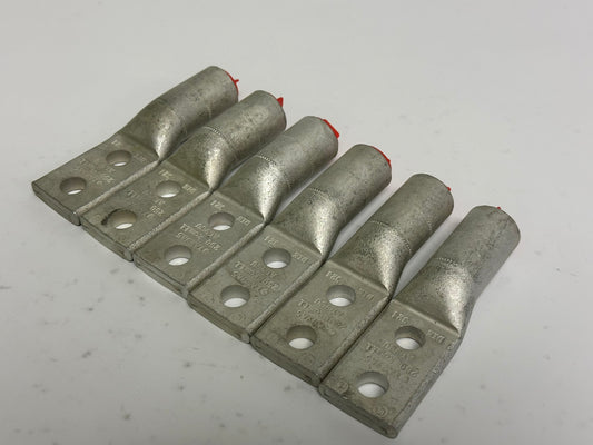 6 PK Burndy (YA29A5) AL Compression Terminal, Two Hole 3/8" Stud Size 1" Hole Spacing AL9CU