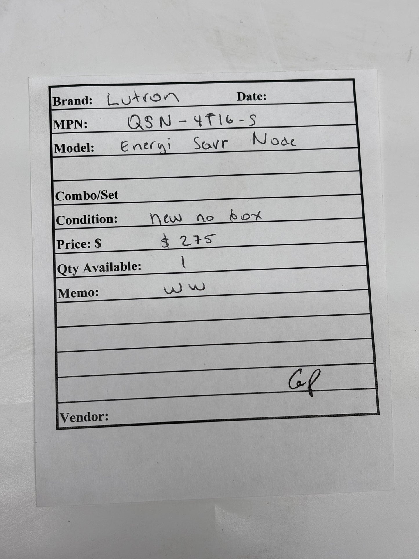 Lutron QSN-4T16-S Energi Savr Node 0-10 V/ Softswitch, No Box