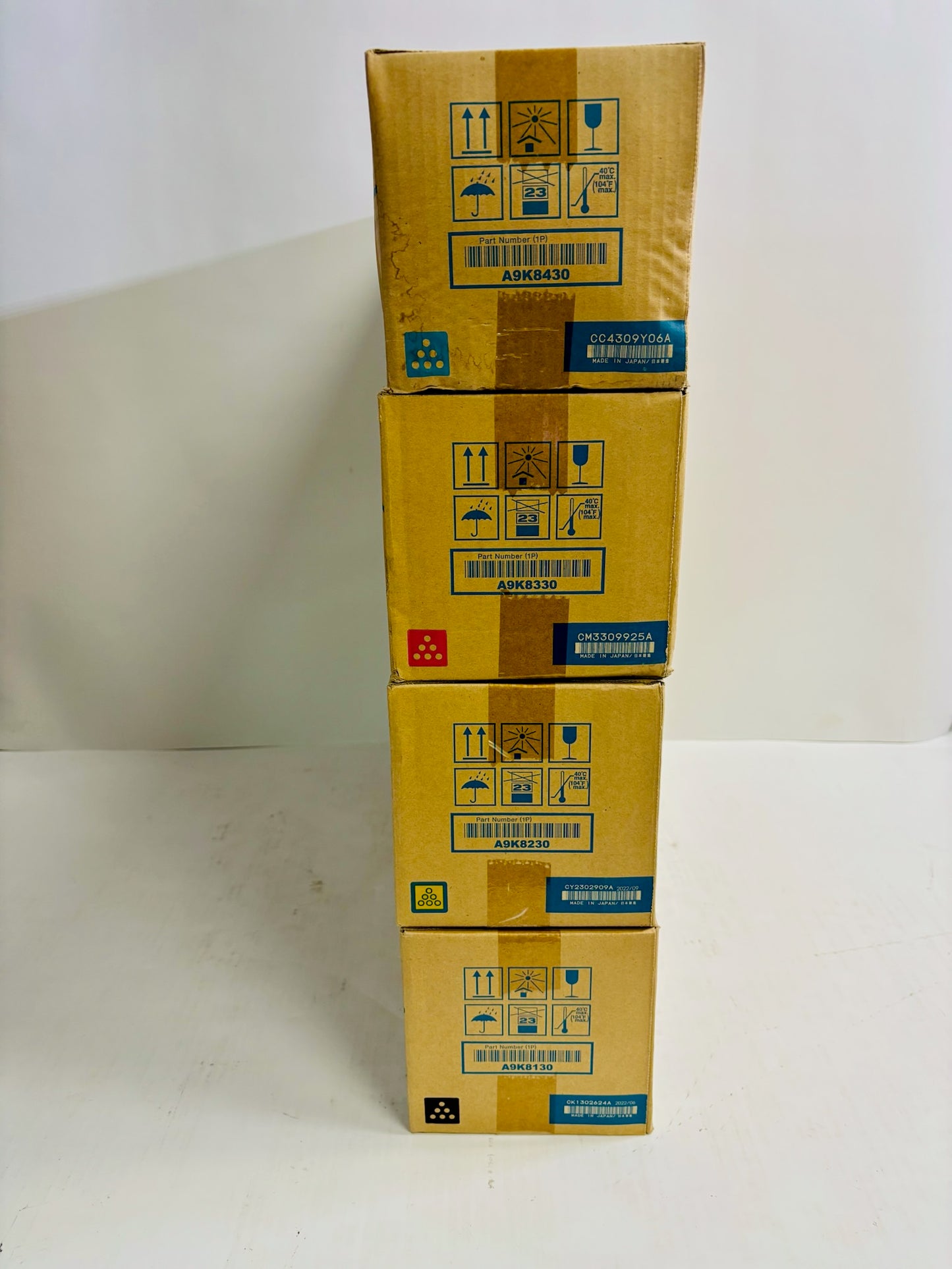 4 Genuine Konica Minolta BH C659,C759 CMYK Toners TN713 (Cyan Water Damaged Box)