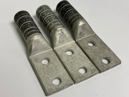 3 PK Burndy (YA39-2N) Cu Compression 2-Hole 1/2" Stud 1-3/4" Spacing Long Barrel 750 kcmil