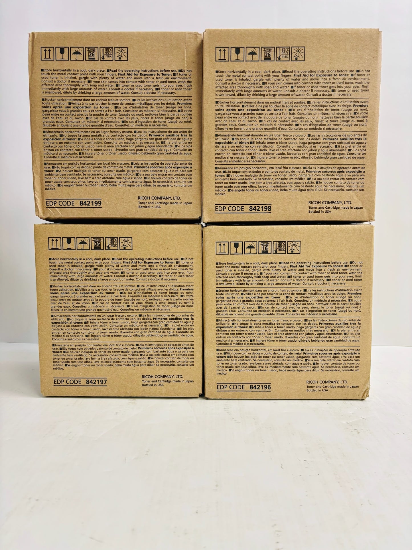 4 Genuine Ricoh MP C8003,C6503,C8000 CMYK Toners 842196,842197,842198,842199
