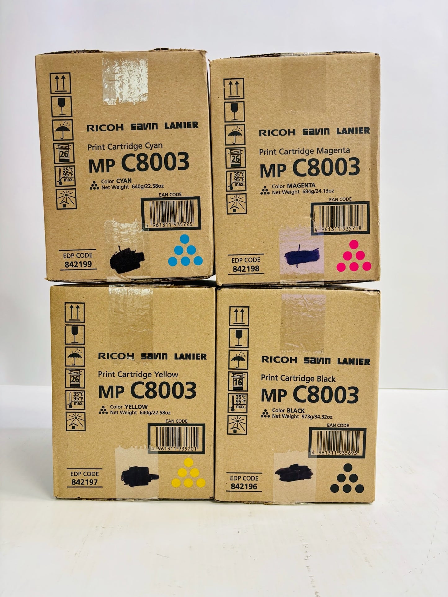 4 Genuine Ricoh MP C8003,C6503,C8000 CMYK Toners 842196,842197,842198,842199