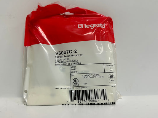 5 PK Wiremold (V6007C-2) 6000 Series Raceway 2 Gang Device Plate Fitting