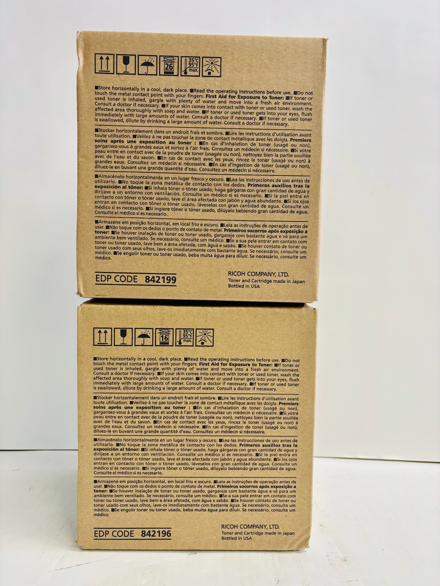2 Genuine Ricoh MP C8003,C6503,C8000 Cyan & Black Toners 842196,842199