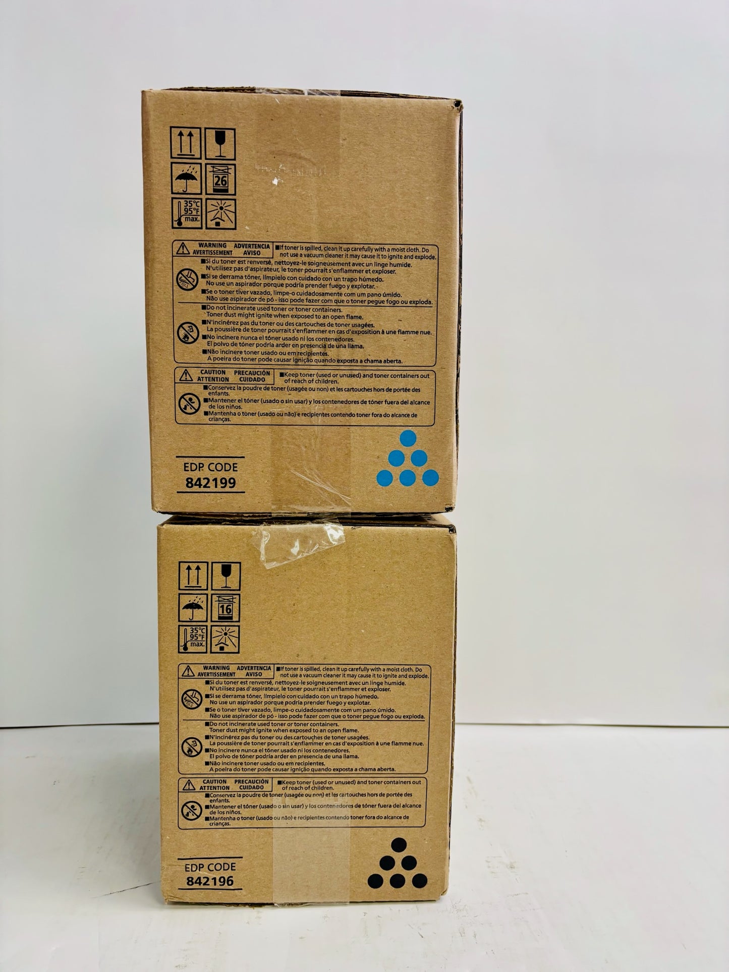 2 Genuine Ricoh MP C8003,C6503,C8000 Cyan & Black Toners 842196,842199