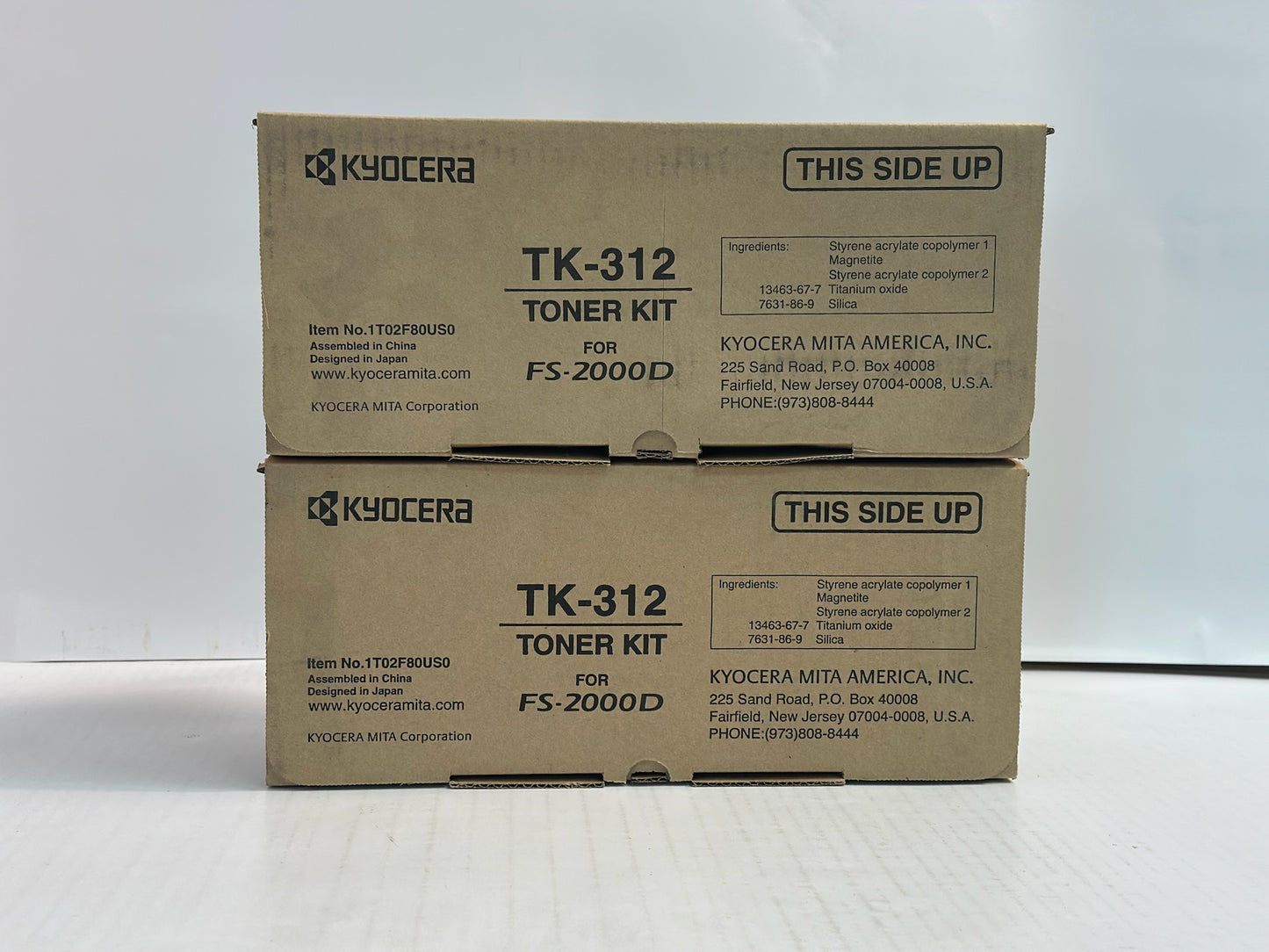 2 New Genuine Kyocera FS-2000D Black Toner Kit TK-312, TK312  1T02F80US0
