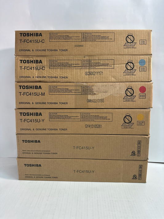 6 New Genuine Toshiba E Studio 2515AC,3015AC CMY Toners T-FC415U (No Black)