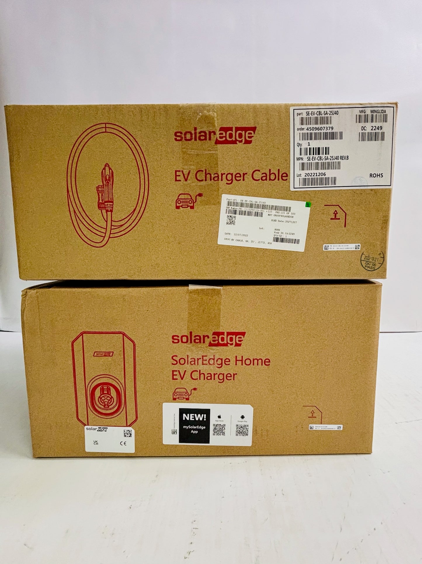 New SolarEdge SE‑EV‑SA‑KIT‑LJ40P Smart EV Charger, 40A / 9.6 kW (No Box)