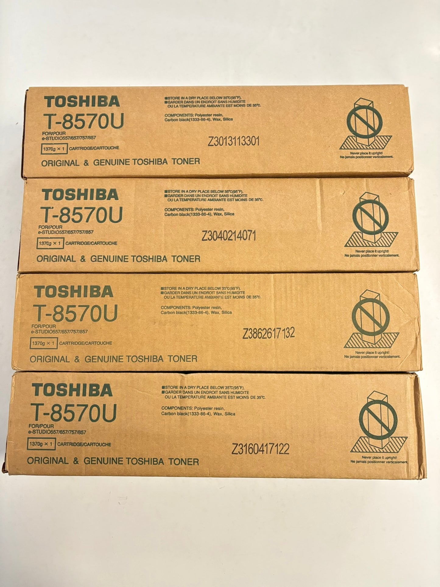 4 OEM Toshiba E STUDIO 557,657,757,857 Black Toner Cartridges T-8570U (T8570U)