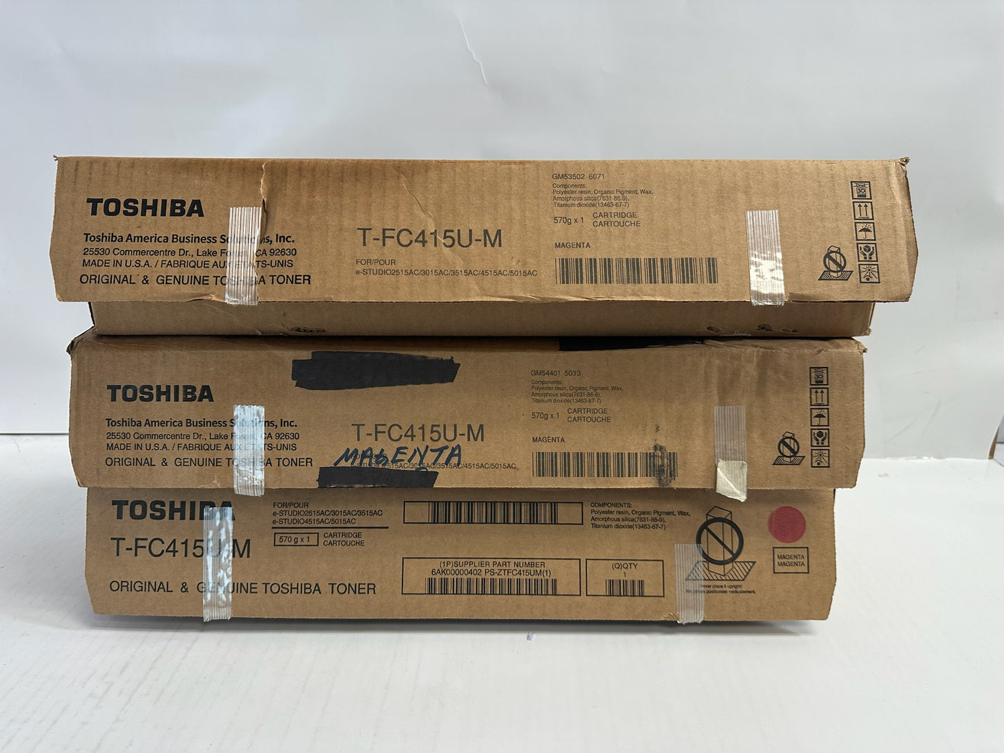 3 New Open Genuine Toshiba E Studio 2515AC,3015AC Magenta Toner T-FC415U-M (Tabs)