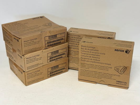 5 OEM Xerox Phaser6600, VersaLinkC400, C405, WC6605 Waste Cartridges 108R01124