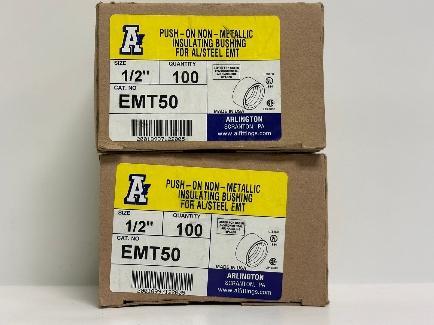 200 PK Arlington (EMT50) 1/2" Push On Insulating Bushing, AL/Steel EMT