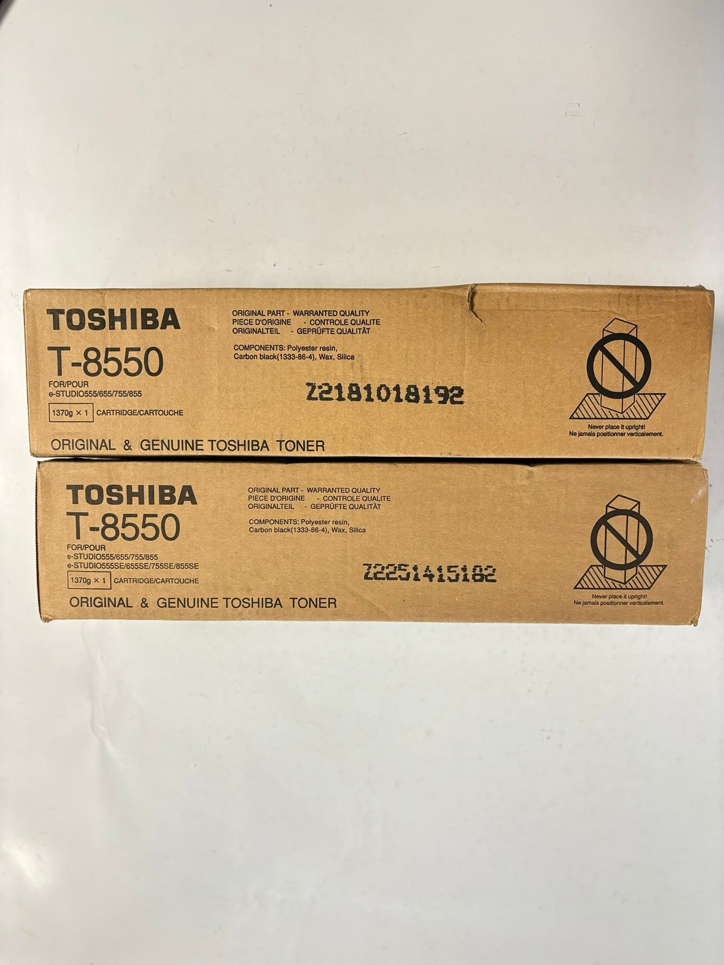 Lot of 2 Toshiba E STUDIO 555,655,755,855 Black Toner Cartridges T-8550 (T8550)
