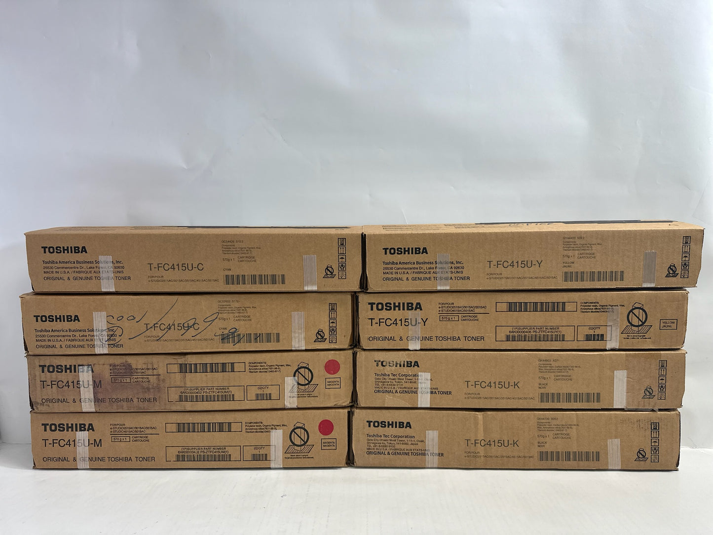 8 New Cosmetic Genuine Toshiba E Studio 2515AC,3015AC CCMMYYKK Toners T-FC415U