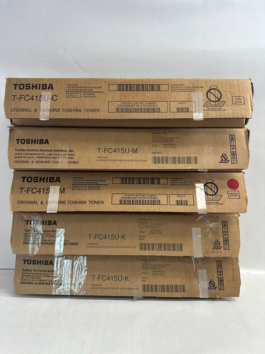 5 New Open Genuine Toshiba E Studio 2515AC,3015AC CMMKK Toners T-FC415U(No Tabs)