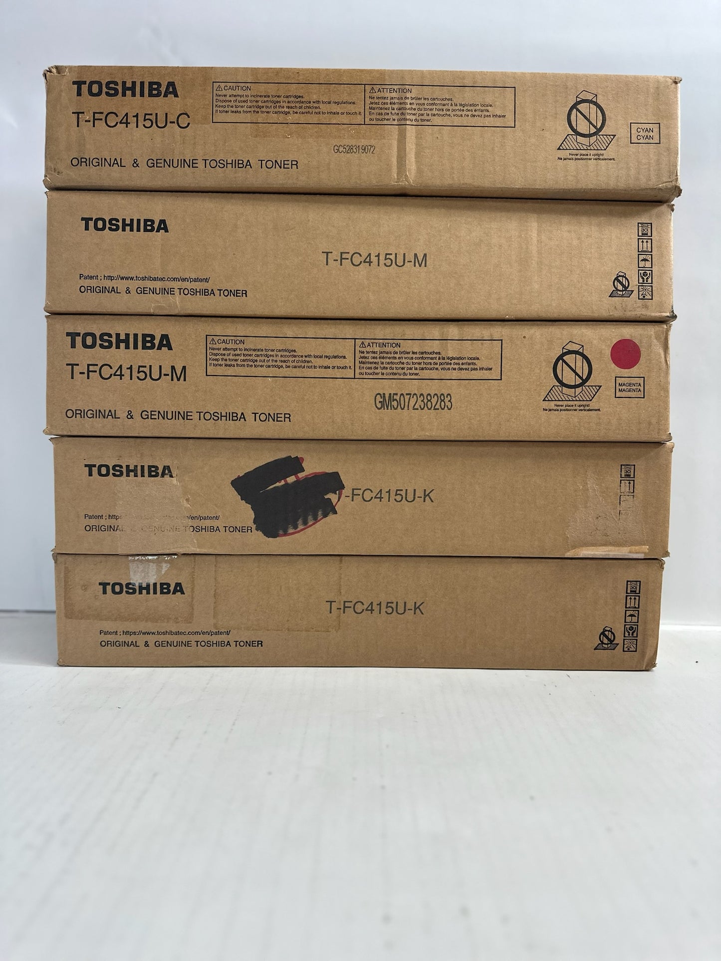 5 New Open Genuine Toshiba E Studio 2515AC,3015AC CMMKK Toners T-FC415U(No Tabs)