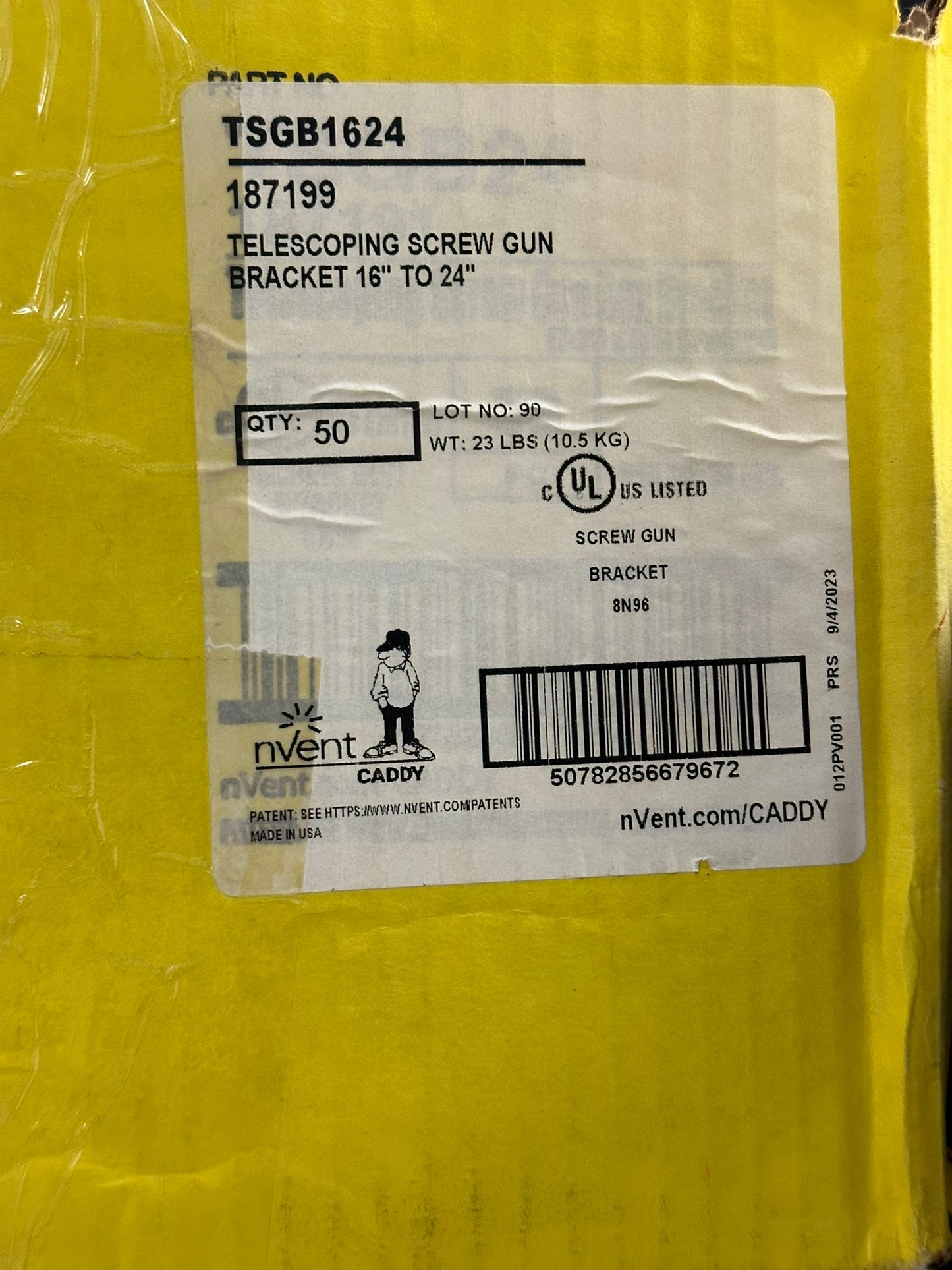 27 PK Nvent Caddy (TSGB1624) Telescoping Screw Gun Bracket 16" to 24"