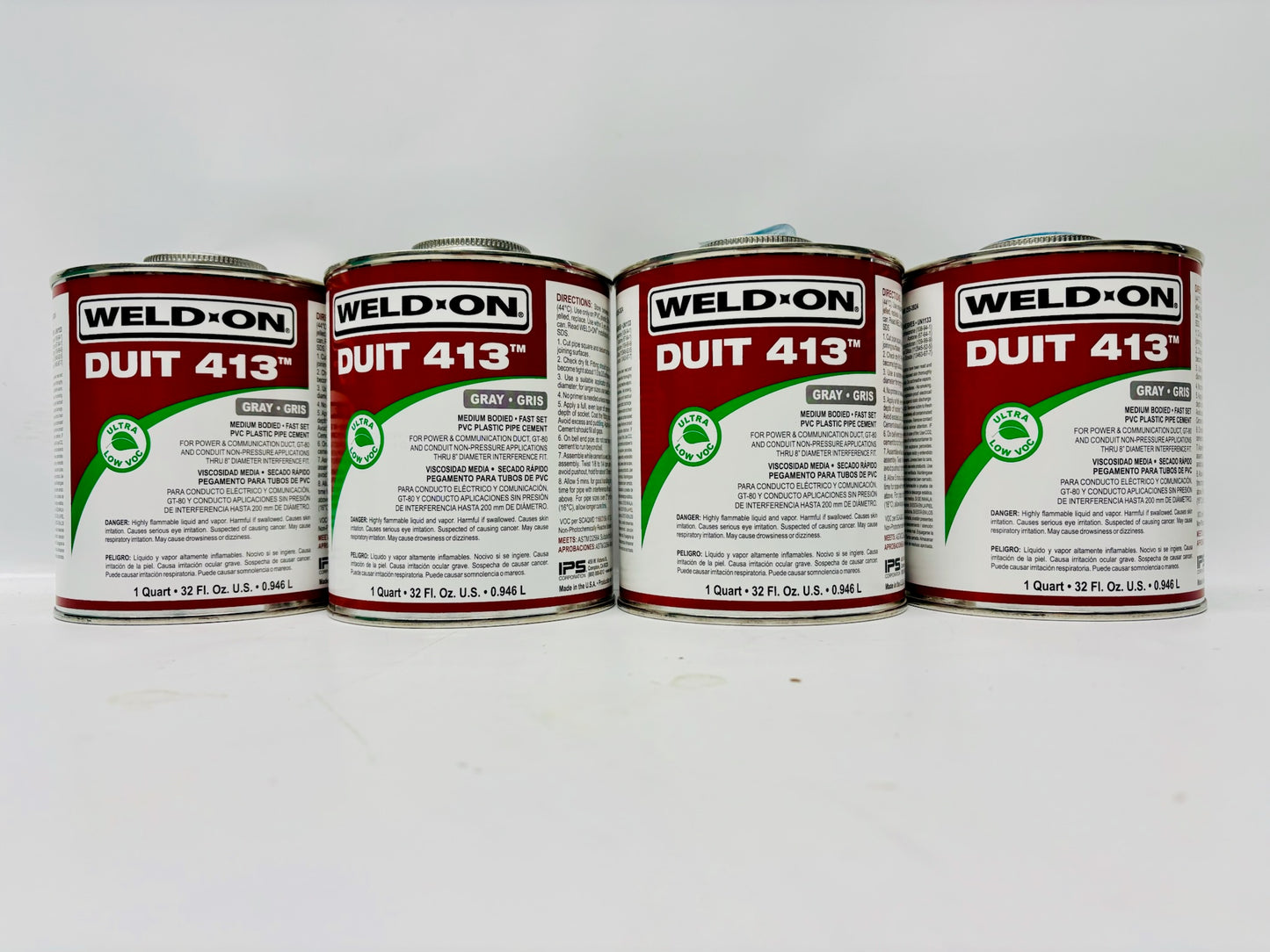 4 Pk Weld-On DUIT 413 Gray PVC Conduit Cement Exp 08/2027 (32 FL Oz)