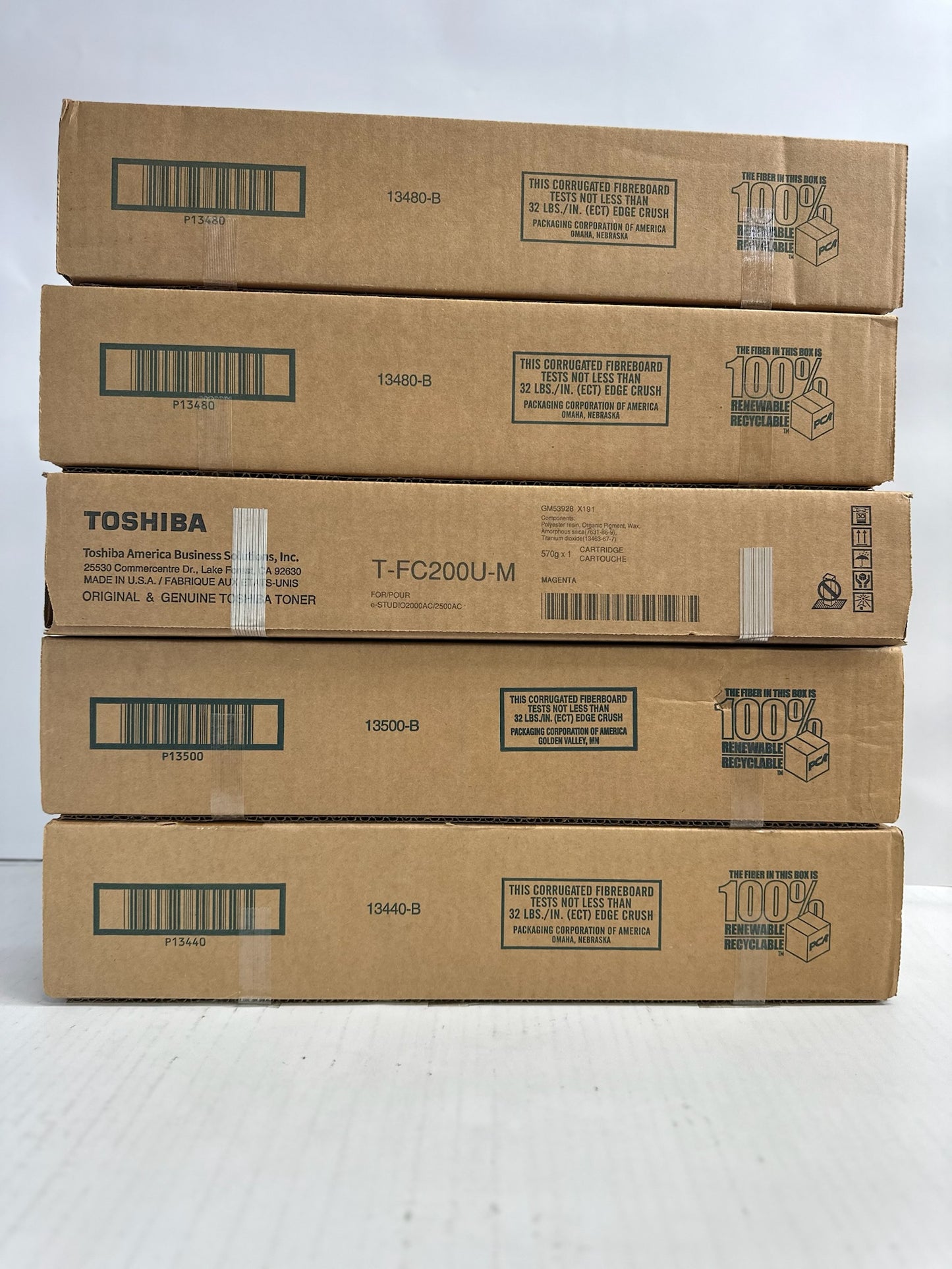 5 New Genuine Toshiba e-STUDIO 2000AC,2500AC MMMYK Toner T-FC200U (No Cyan)