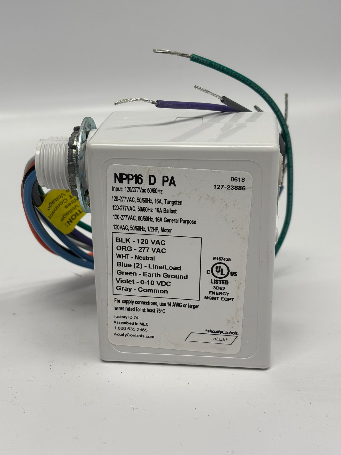 Acuity NPP16-D-PA Lithonia nLight Power/Relay Pack Occupancy Controlled Dimming